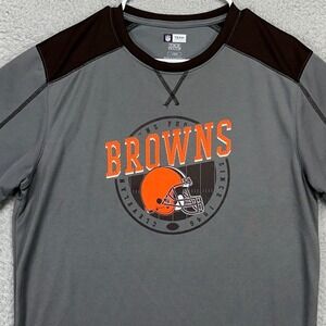 Cleveland Browns Adult Mens T-Shirt Large Grey Orange Short Sleeve Tee TX3 Cool